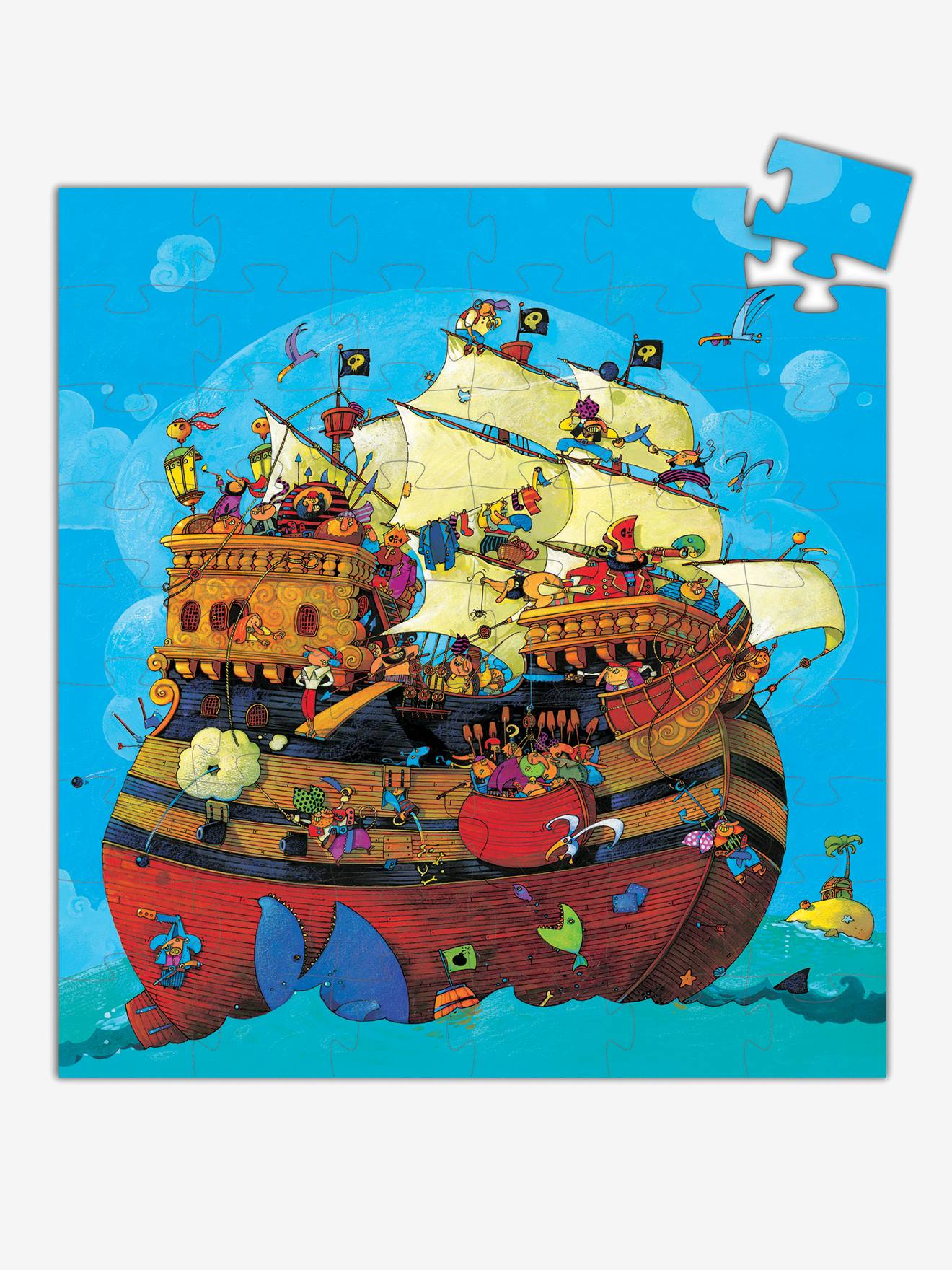 Quebra-cabeça de navio pirata com 54 peças DJECO multicolorido