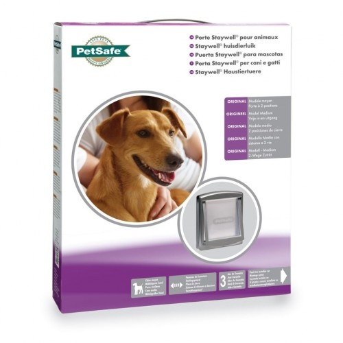 Porta para cães de duas vias prateada