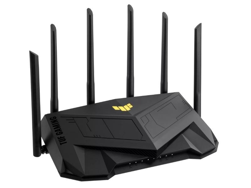 ASUS TUF Gaming AX6000 (TUF-AX6000) TUF Gaming AX6000 Dual Band WiFi 6 Gaming Router mit dediziertem Gaming Port, Dual 2.5G Port, Port Forwarding, AiMesh für Mesh WLAN, AiProtection Pro Netzwerksicherheit und AURA RGB Beleuchtung