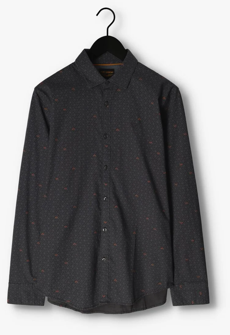 PME LEGEND donkerblauwe pme legend casual overhemd long sleeve shirt print on ctn slub