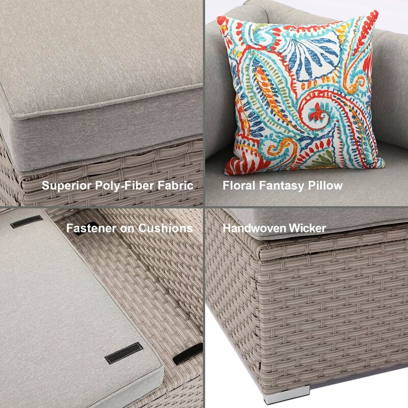 Conjunto de sofás Cajuste em vime/rattan para 6 pessoas com almofadas.