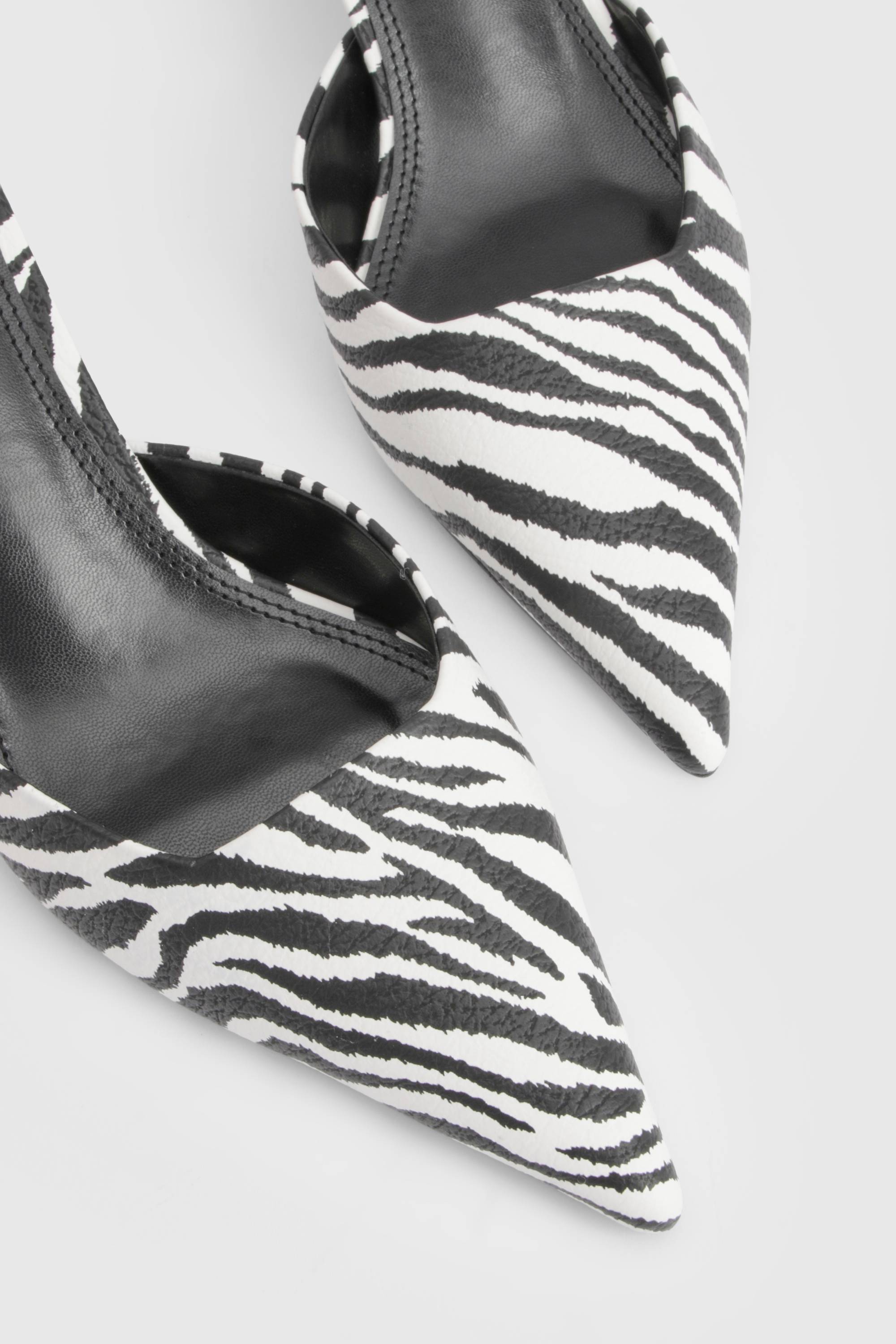 boohoo Mules À Bout Carré Imprimé Zèbre