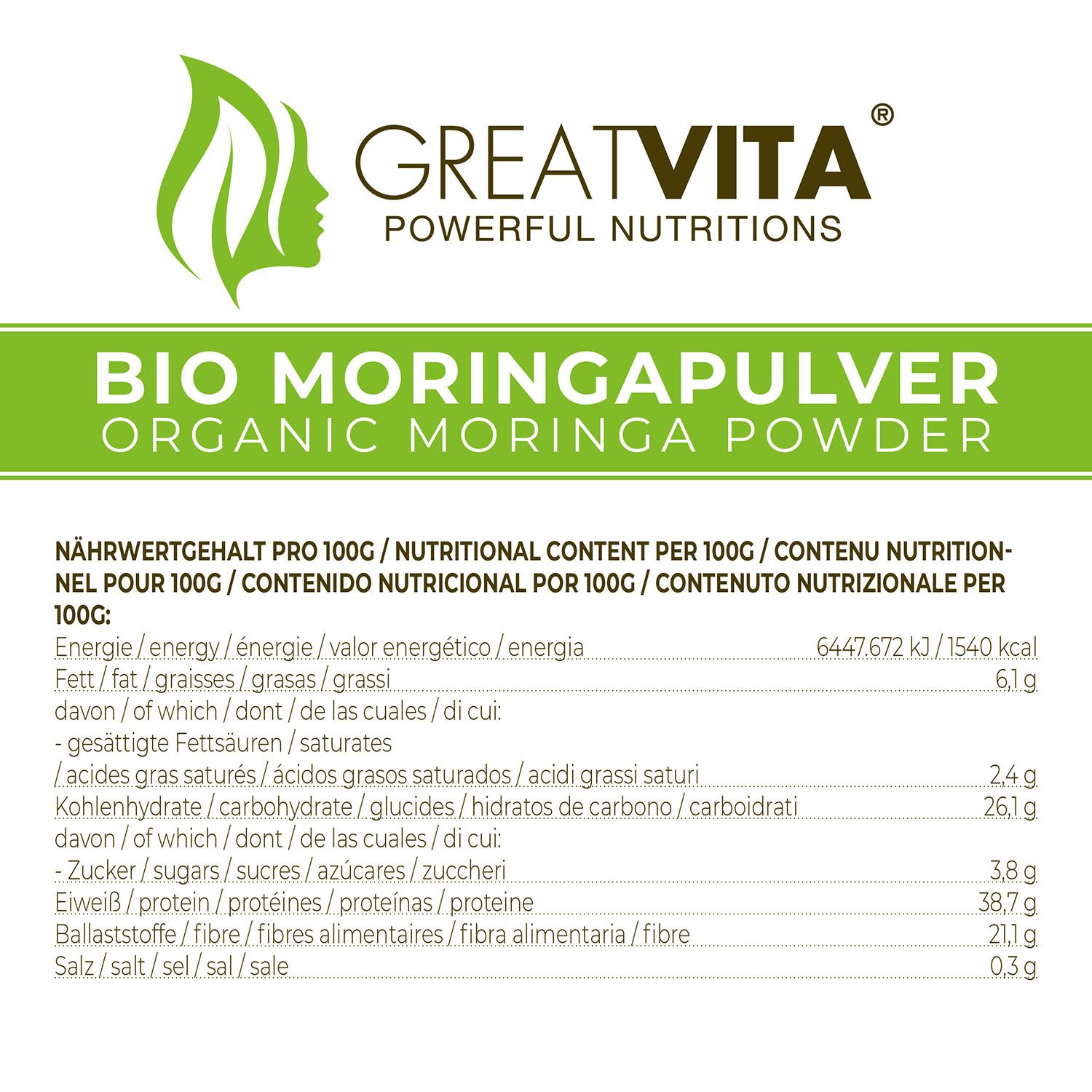 GreatVita Bio Moringa Pulver