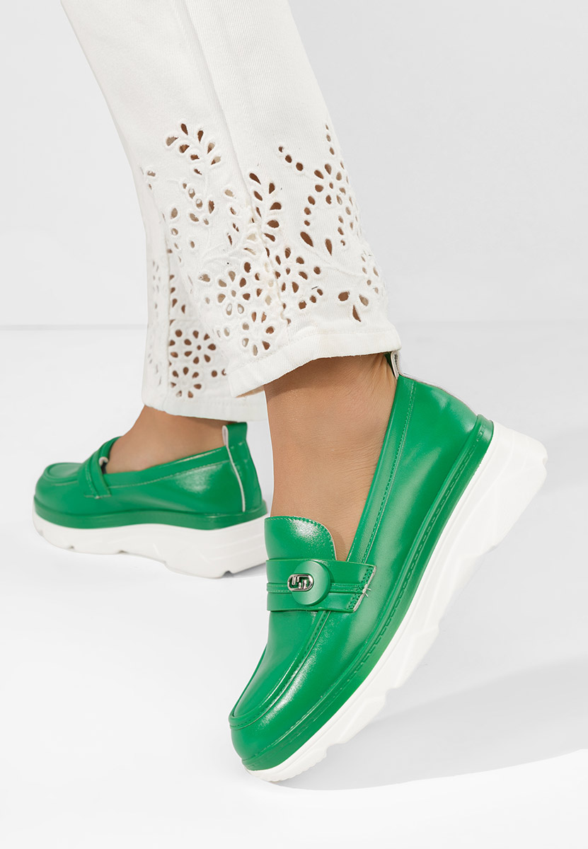 Mocassins femme à plateforme vert Anhelica