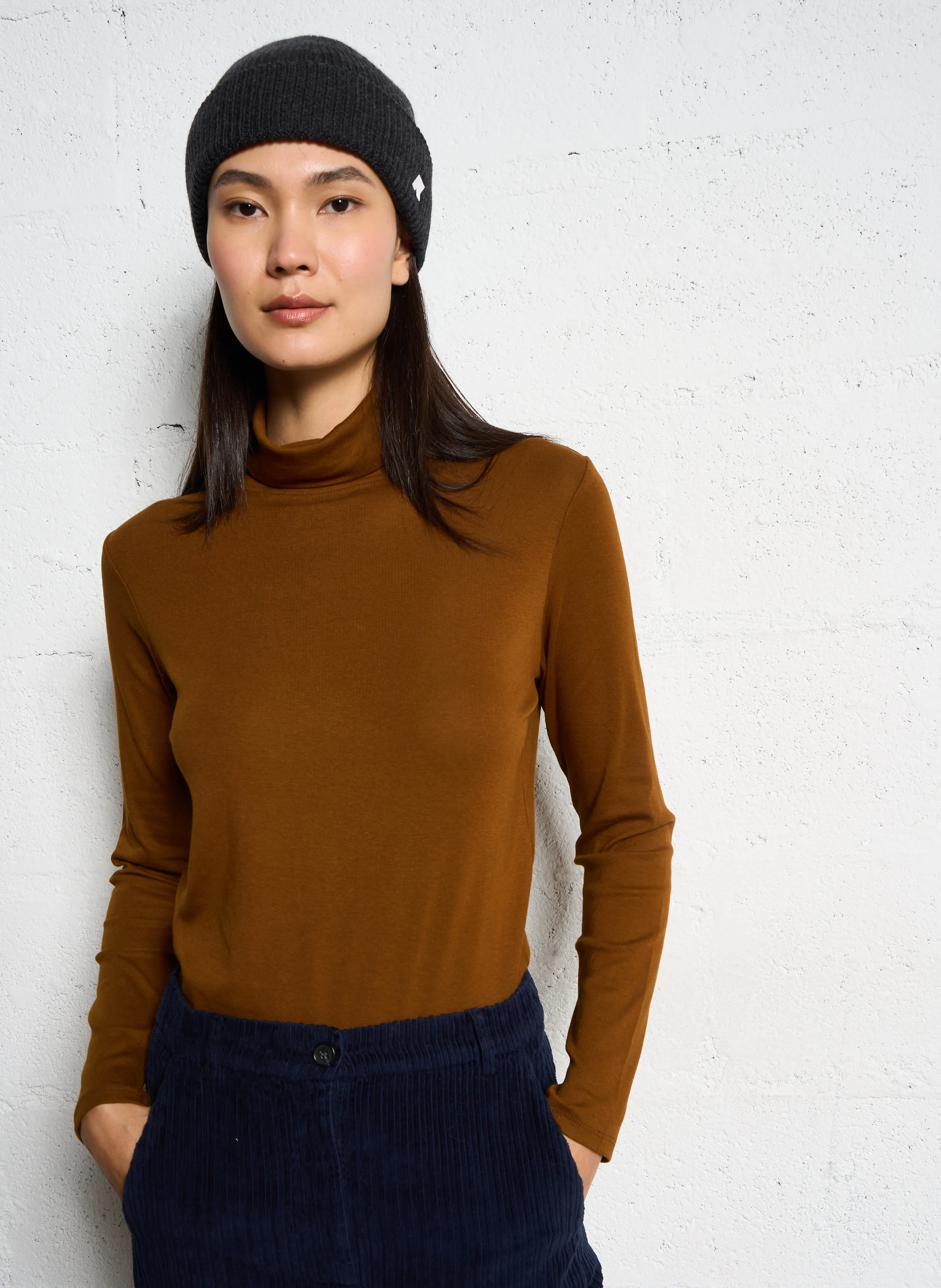 FERGUIE - Tee-shirt droit col roulé | Marron