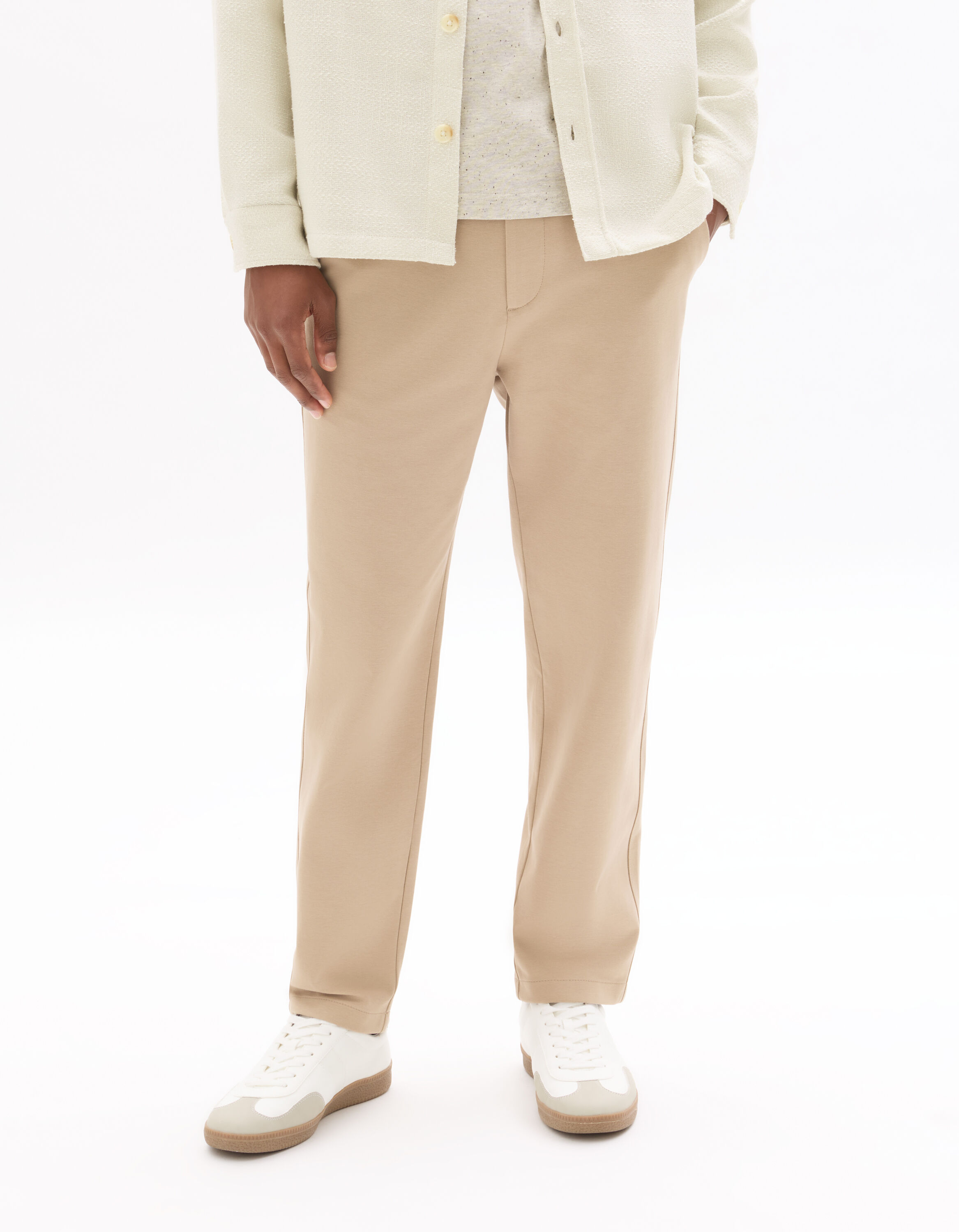 Pantalon chino slim en maille - beige