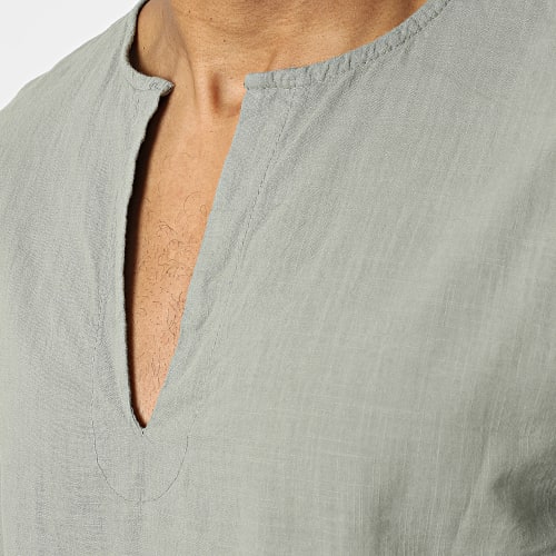 Chemise Manches Longues Col V Vert