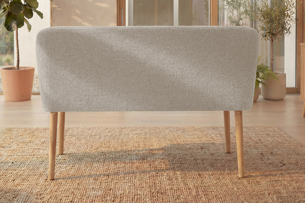 Nordische Sitzbank SCANDINAVIA MEISTERSTÜCK 115cm beige natur Massivholz mit Armlehne