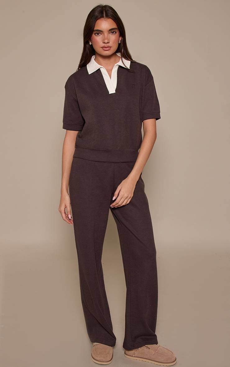 Marron Pantalon Côtelé À Taille Fine