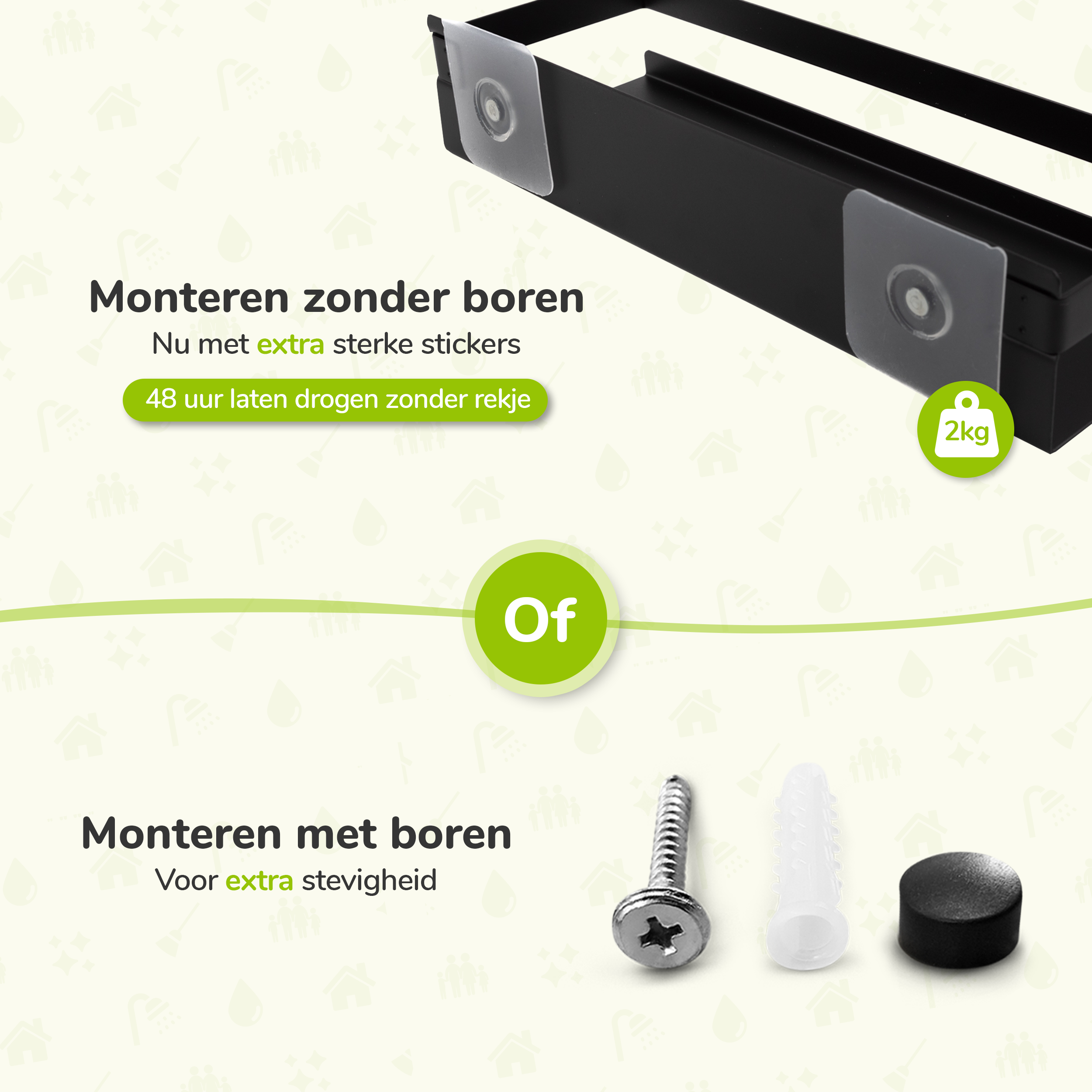 XIVADA Doucherek Teca - Boren - Zelfklevend - Rvs - 30 CM - Zwart