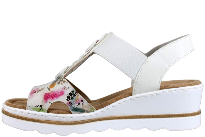 RIEKER SANDAL I HVIDT PRÆGET PU