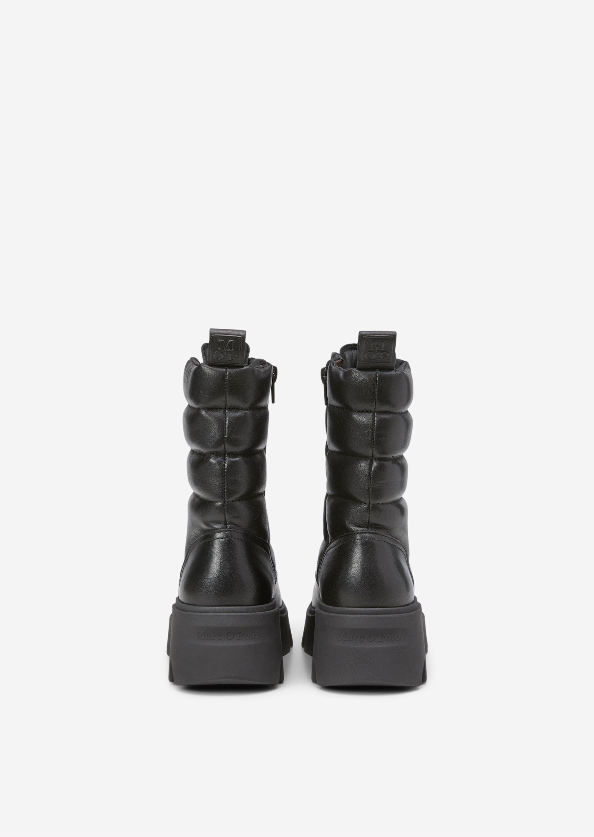 Schnürstiefel mit Innenzipper aus matt glänzendem Rindleder