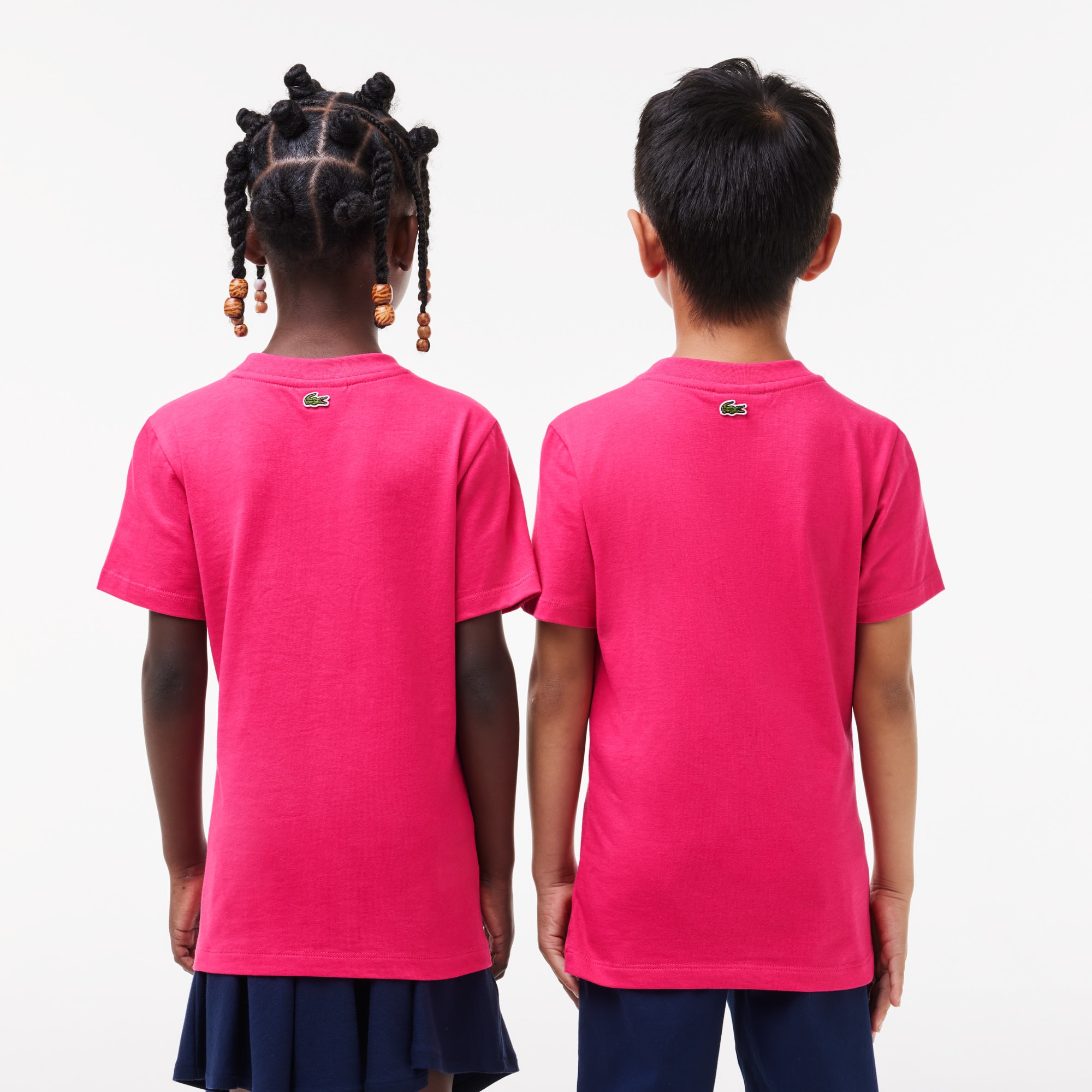 T-shirt avec imprimé signature en coton T-Shirts & Chemises - Rose - Lacoste - Enfant