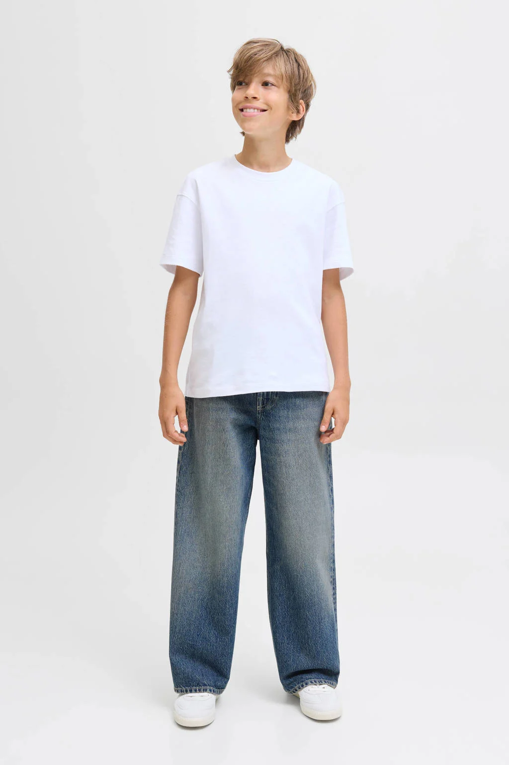 JACK & JONES JUNIOR high waist wide leg jeans medium blue denim