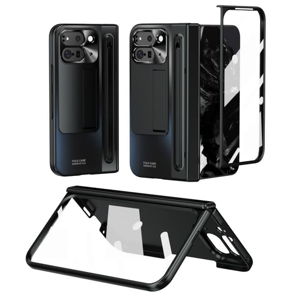 For Google Pixel 9 Pro Fold 5G Deksel med Herdet Glassfilm, Stylus - Svart