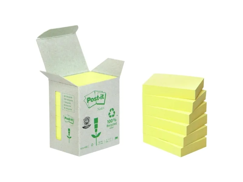 Post-it notes gul miljø 38x51 mm 6blk/pak