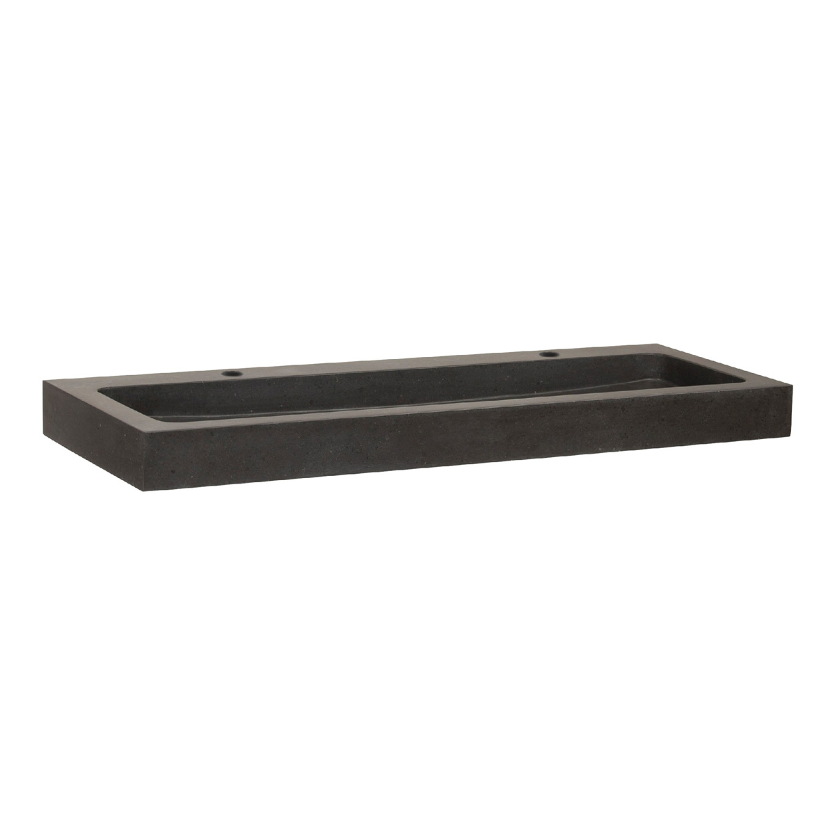 Brauer Lava wastafel natuursteen 120cm met 2 kraangaten antraciet
