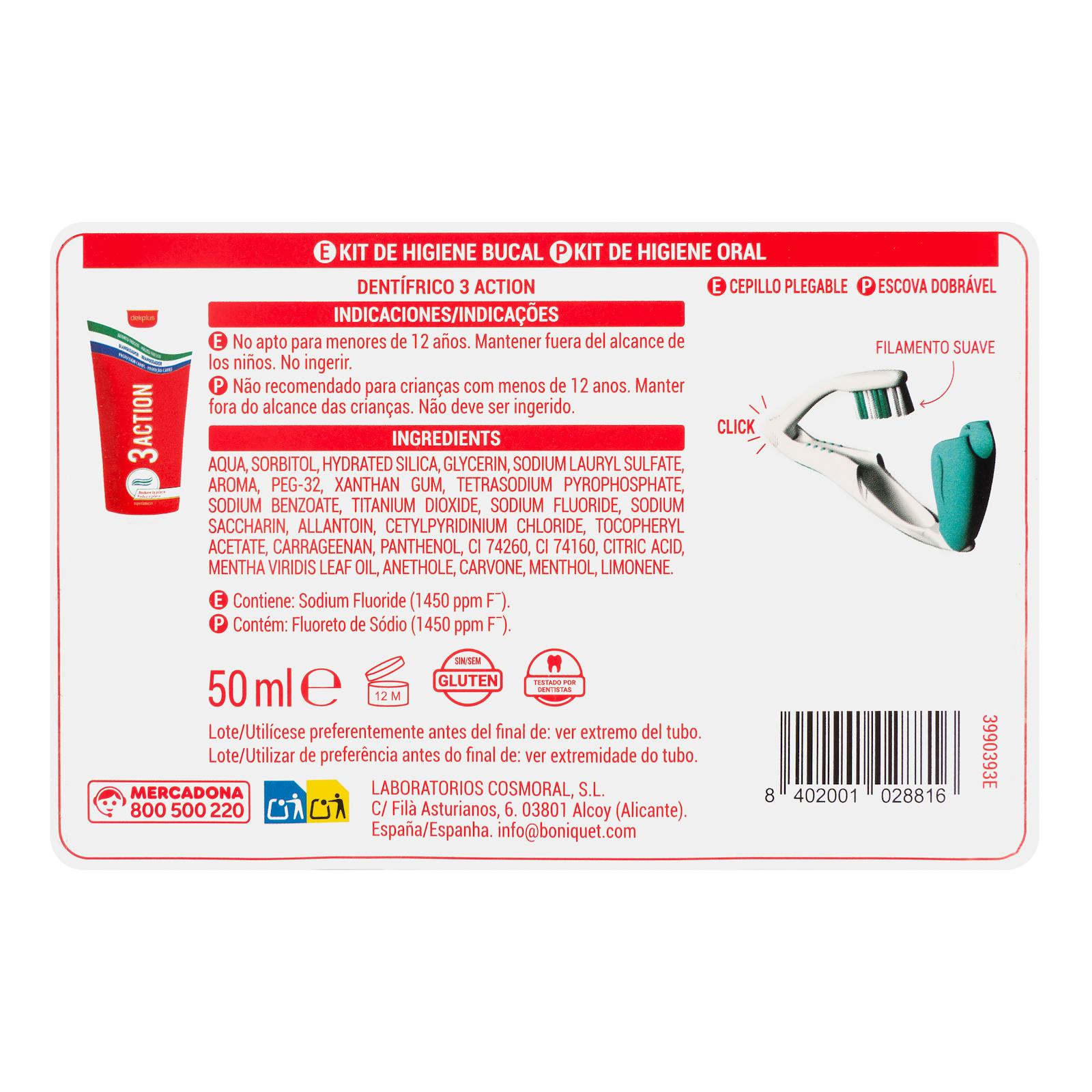 Kit de voyage d'hygiène dentaire Deliplus 3 Action