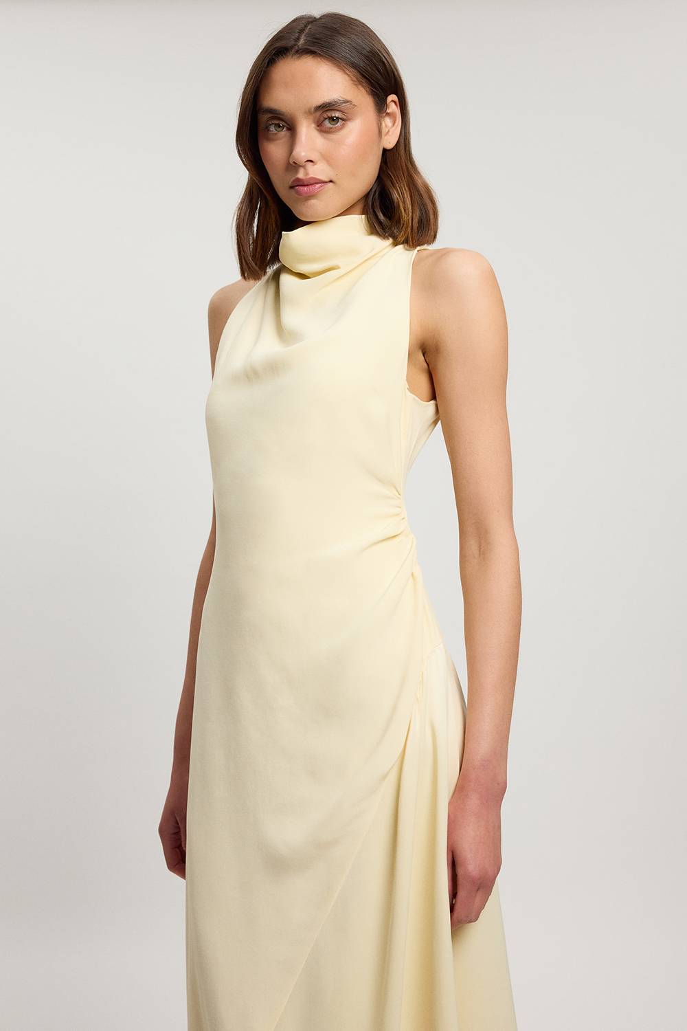 KarenMillen Robe Longue En Viscose Satinée À Encolure Drapée Cowl