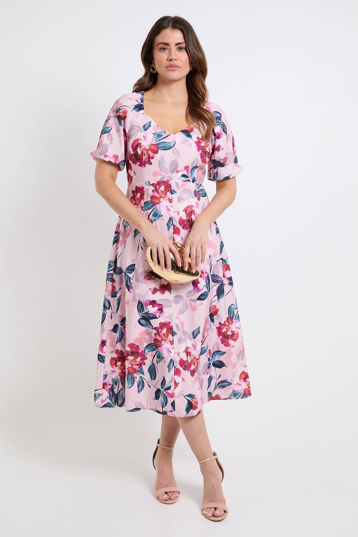 Wallis Robe Midi En Twill Ottoman À Motif Floral