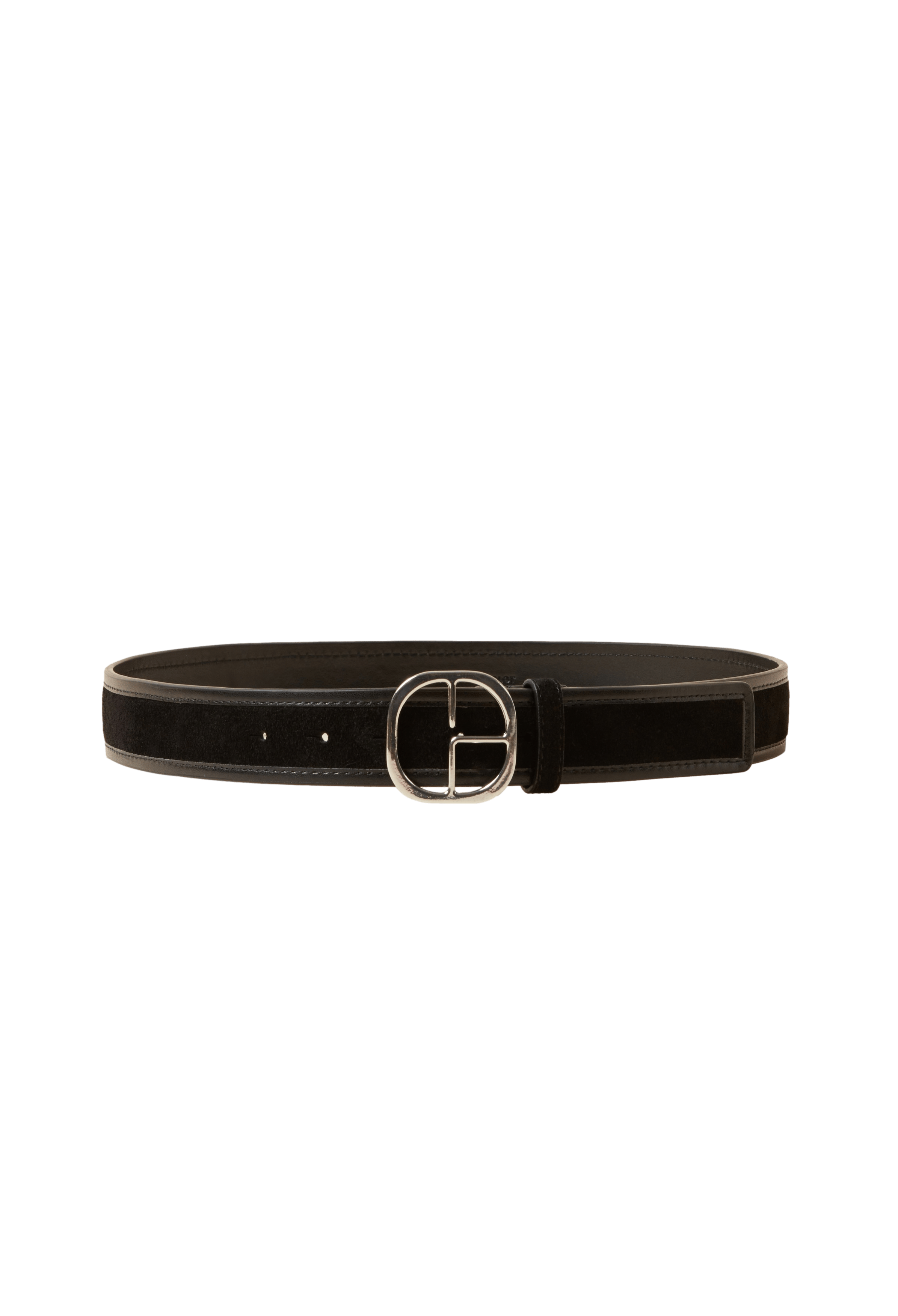 Ceinture boucle CP en cuir velours | Noir