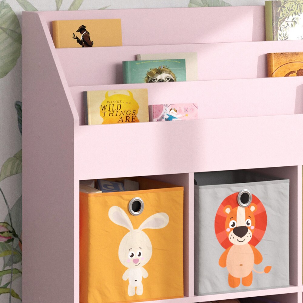 Vicco Kinderbücherregal Luigi 107 x 114 cm, Rosa, Kinderzimmerregal, Fächer, Faltboxen