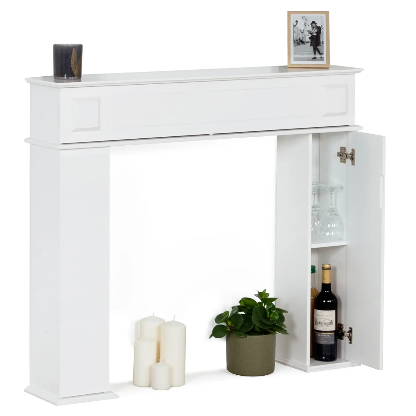 Console manteau de cheminée décorative avec rangements