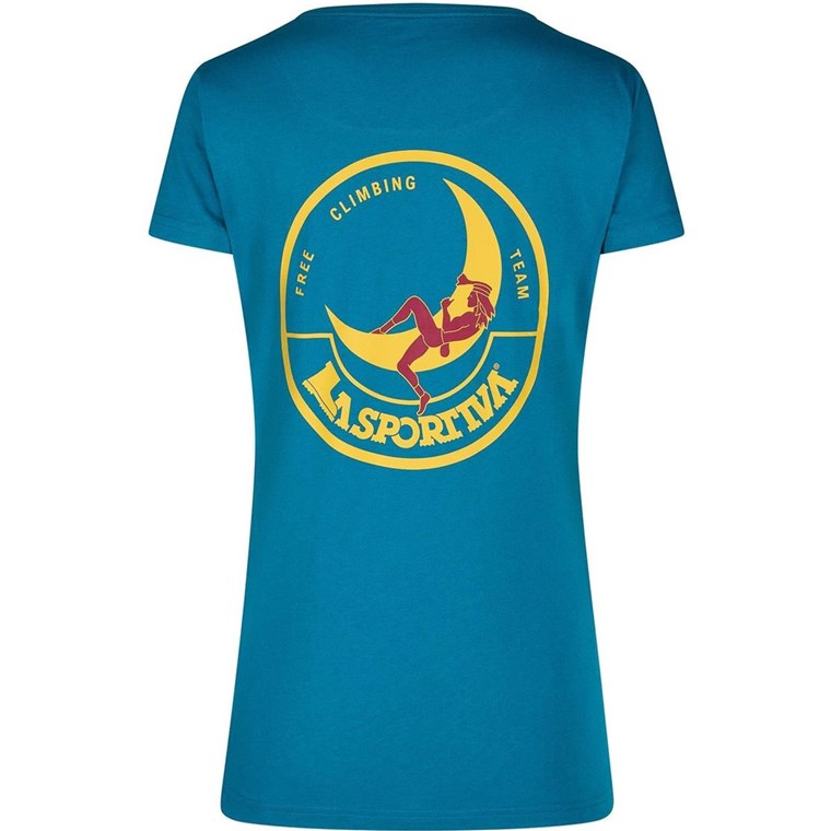 La Sportiva Climbing on the Moon T-Shirt W Turchese/Giallo
