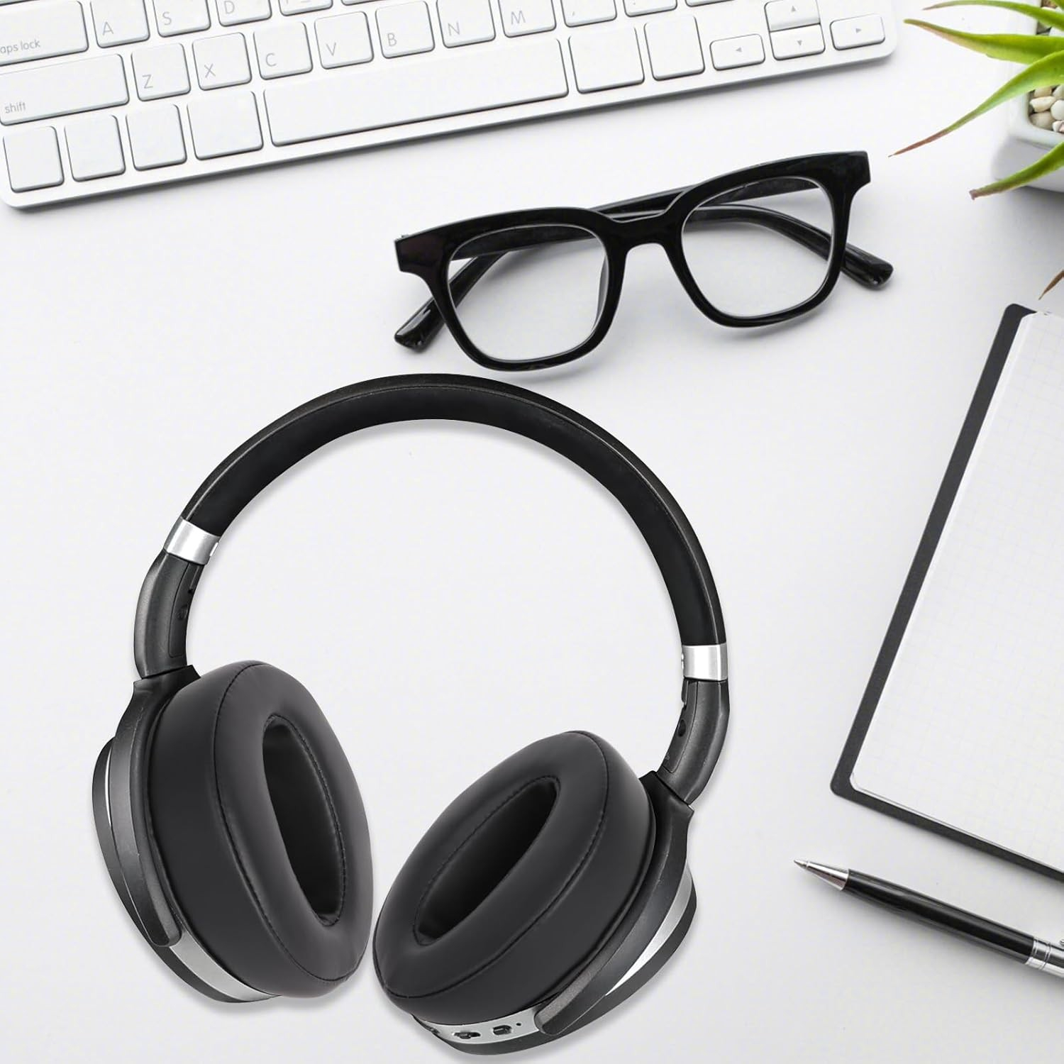 (2er Set) Sennheiser HD4.50BT / HD4.50 / HD4.50BTNC / HD 458BT / HD450 Kopfhörer Leder Ersatz Ohr Polster Kissen - Schwarz