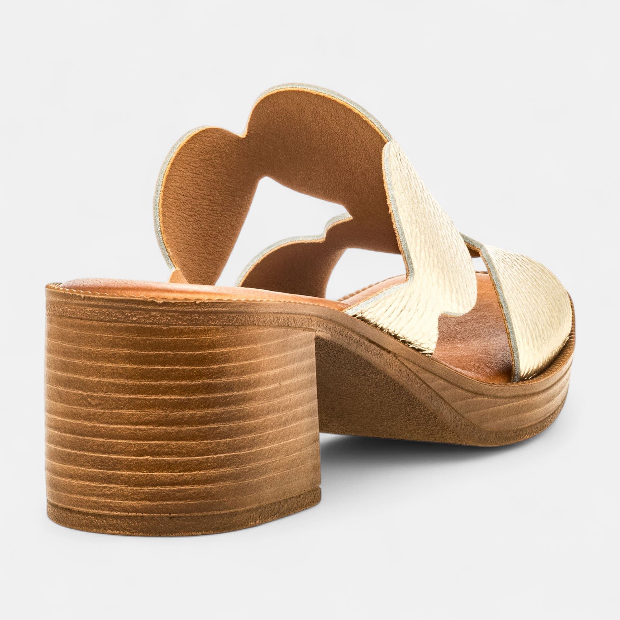Mules à talon Femme en cuir or