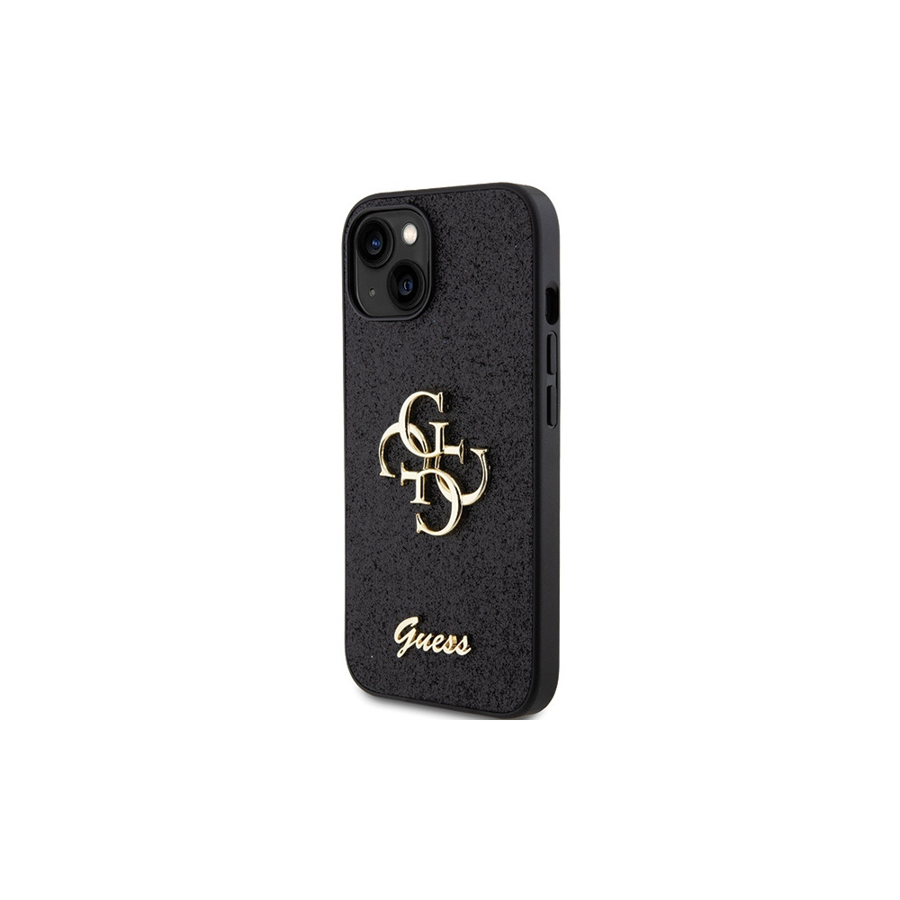 iPhone 15 Hardcase Hülle Big Glitter Script (GUHCP15SHG4SGK) - Schwarz / Transparent