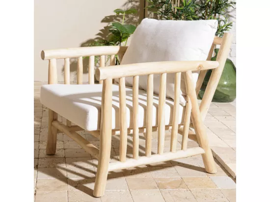 WILL - Ensemble BORNEO : canapé 2 p. 2 fauteuils 1 table basse en teck
