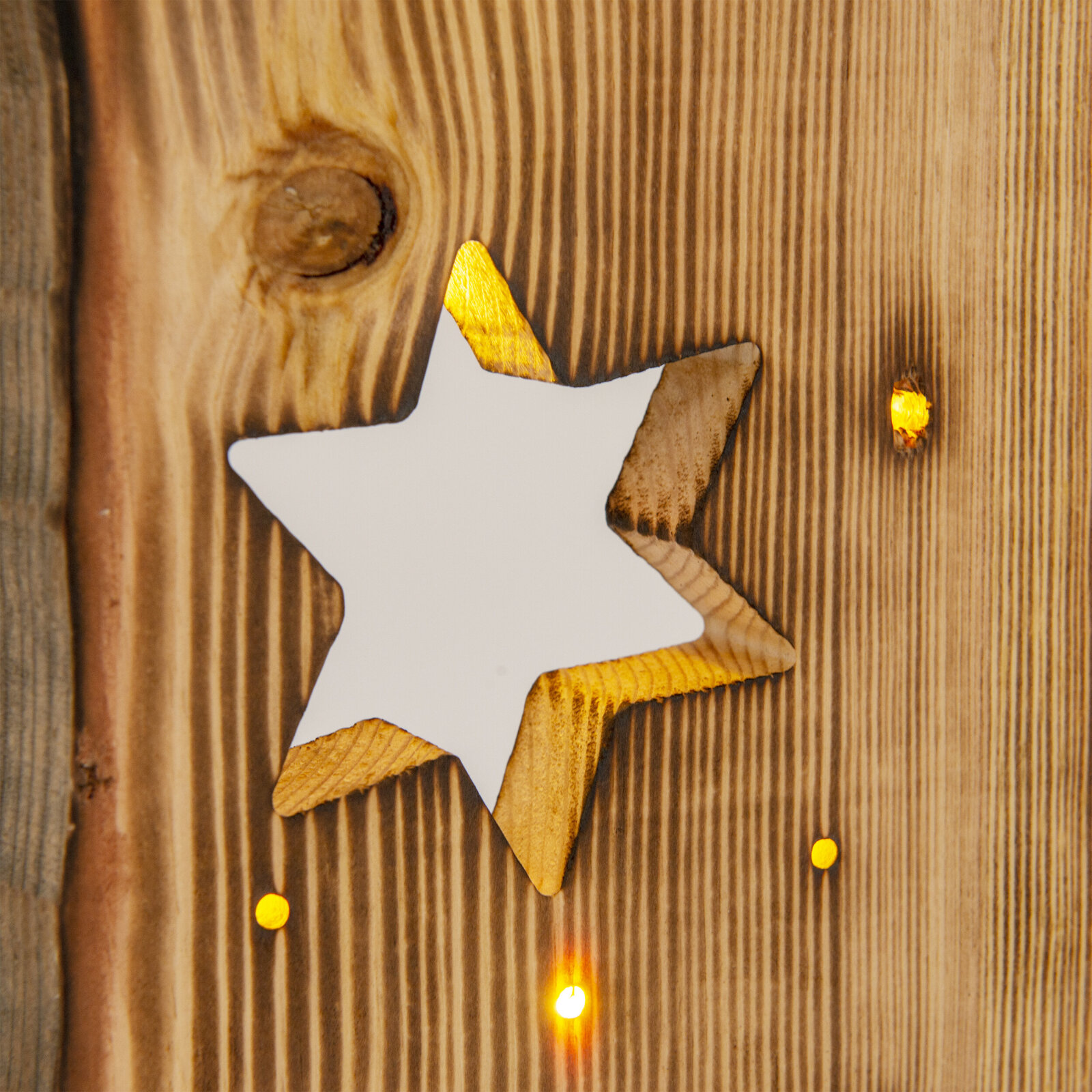 LED-Weihnachtsleuchte STERNE - natur - Holz - mit Timer