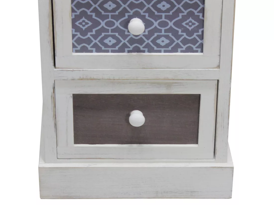 Armoire Commode Blanc Gris Bleu Shabby Bois 4 Tiroirs 76x30x25