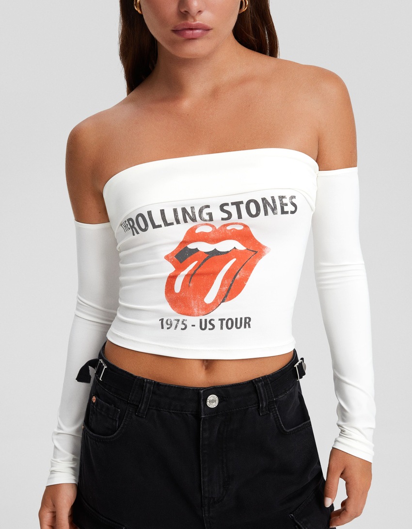 Camiseta de manga comprida com estampa dos Rolling Stones