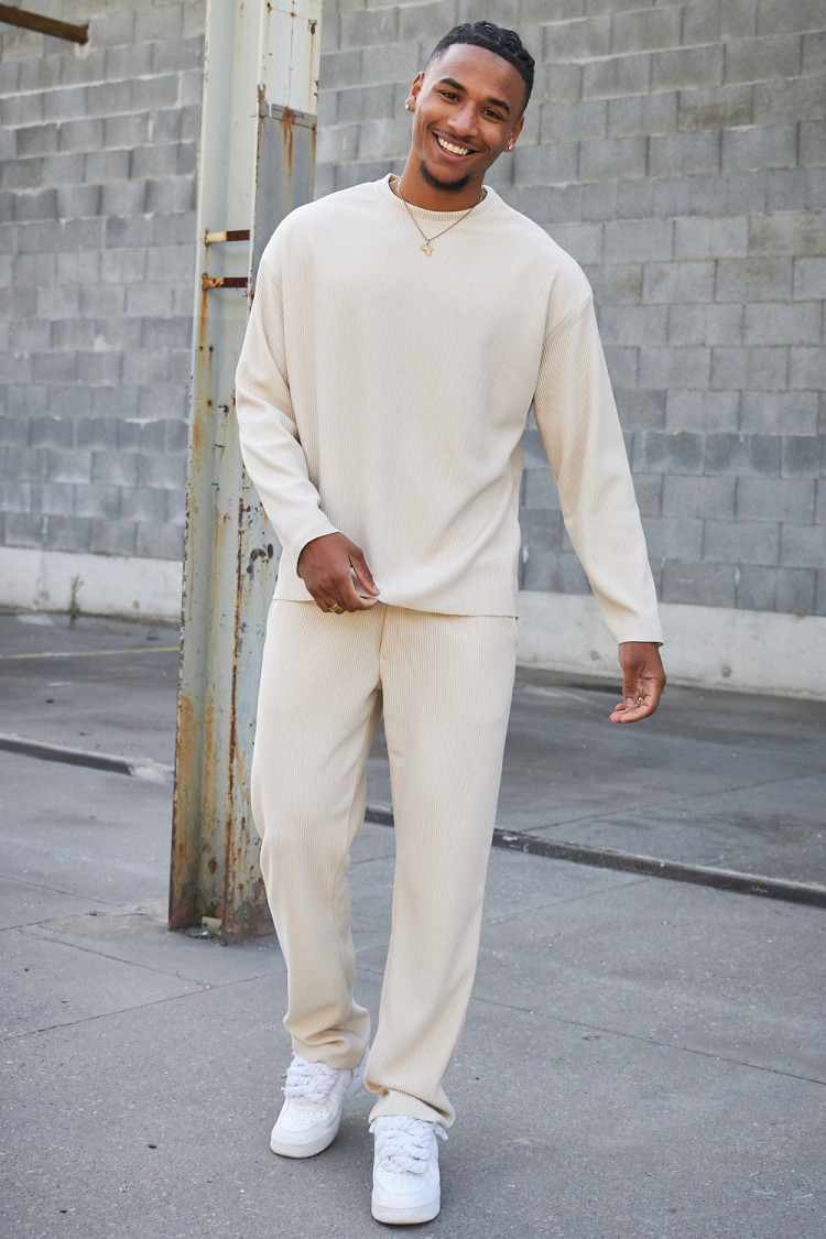 Ensemble 2 pièces pull + pantalon beige