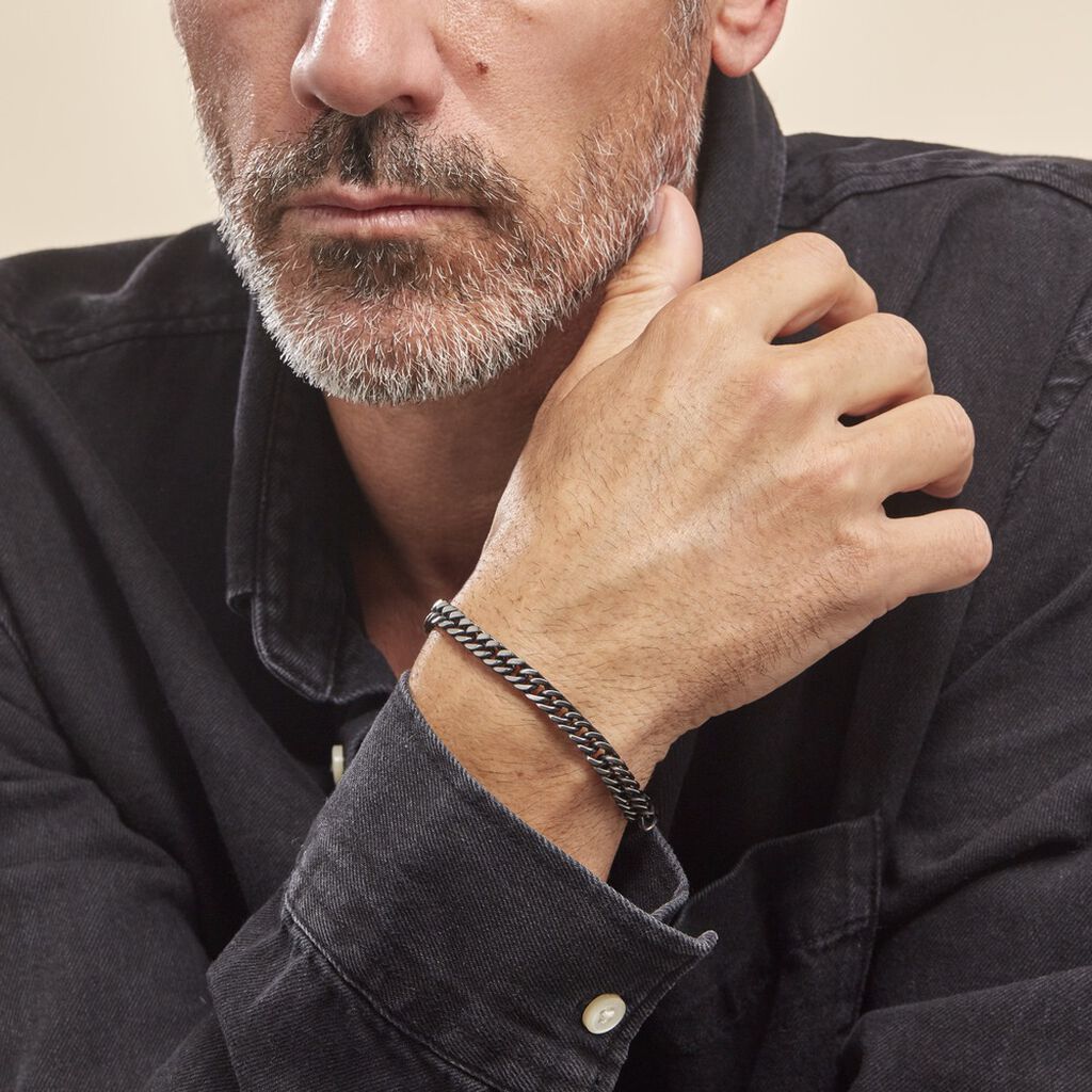 Bracelet Acier Noir Et Gris Cristiano