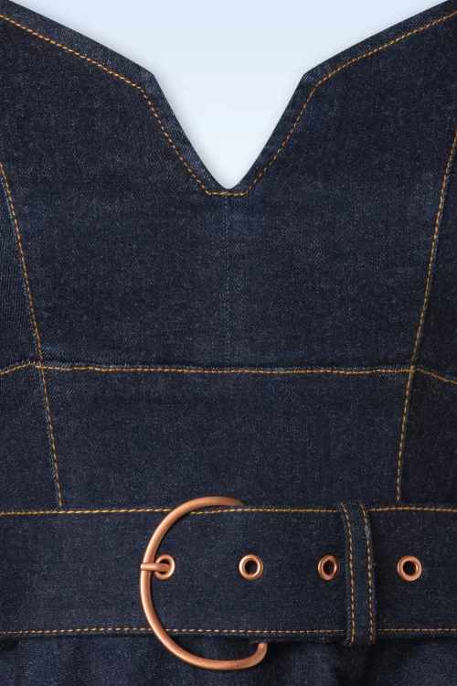 Rock-a-Booty Bellinda denim swing jurk in klassiek blauw