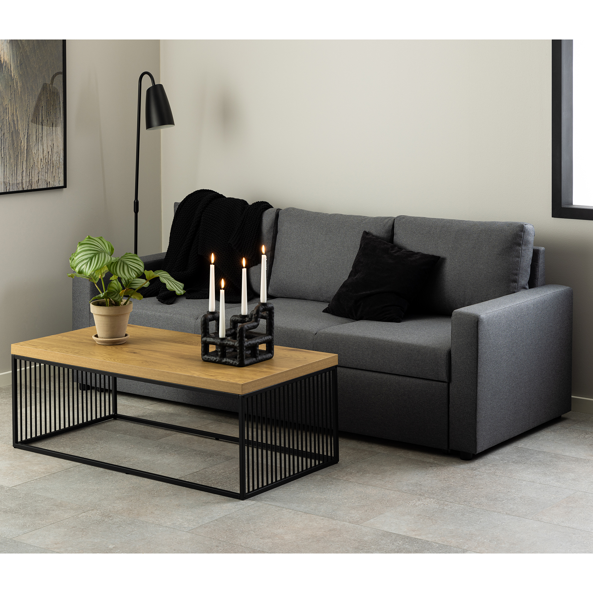 Couchtisch STRINGTON - Wildeiche- schwarz - 120 cm