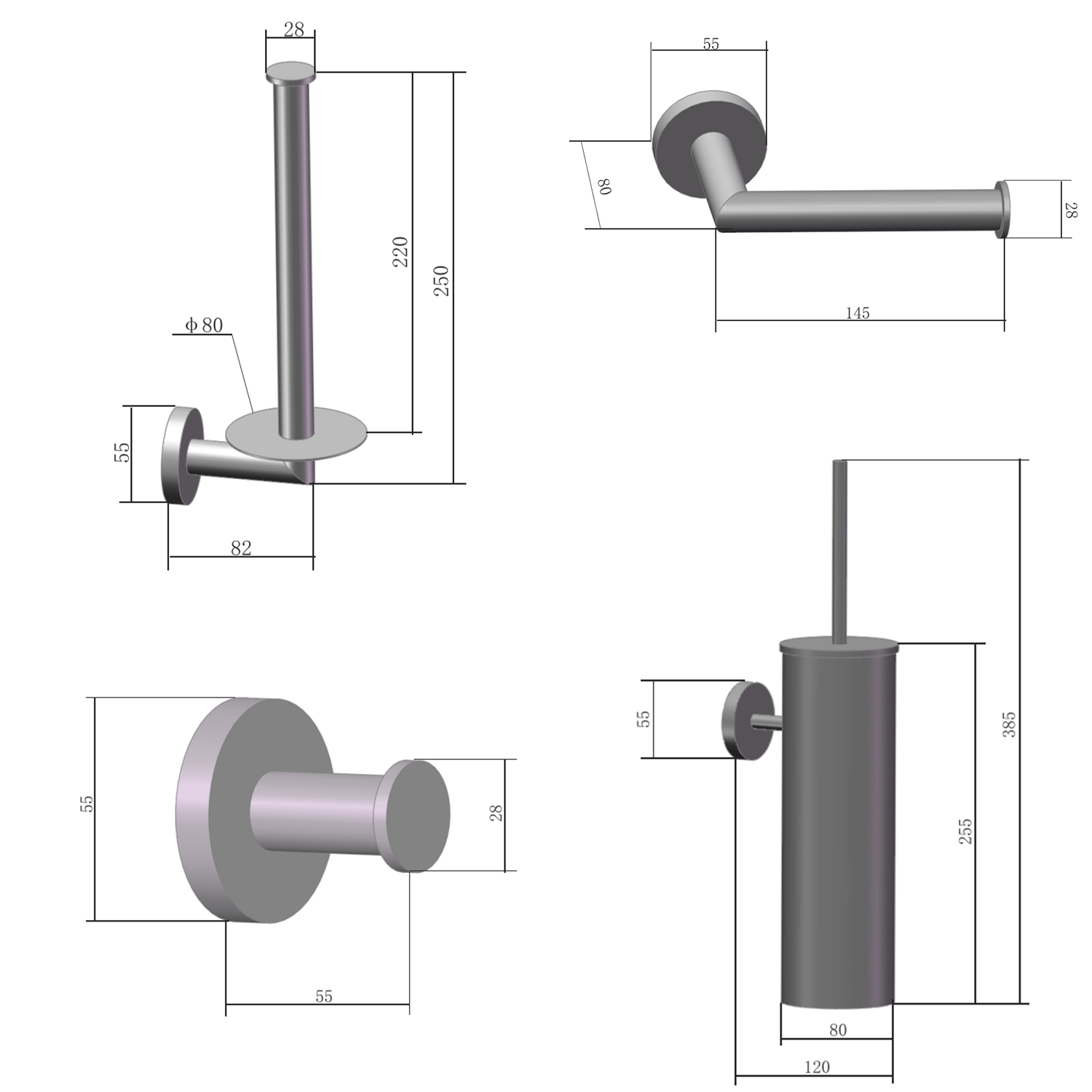 Saniclear Exclusive toilet accessoiresset 4-delig RVS