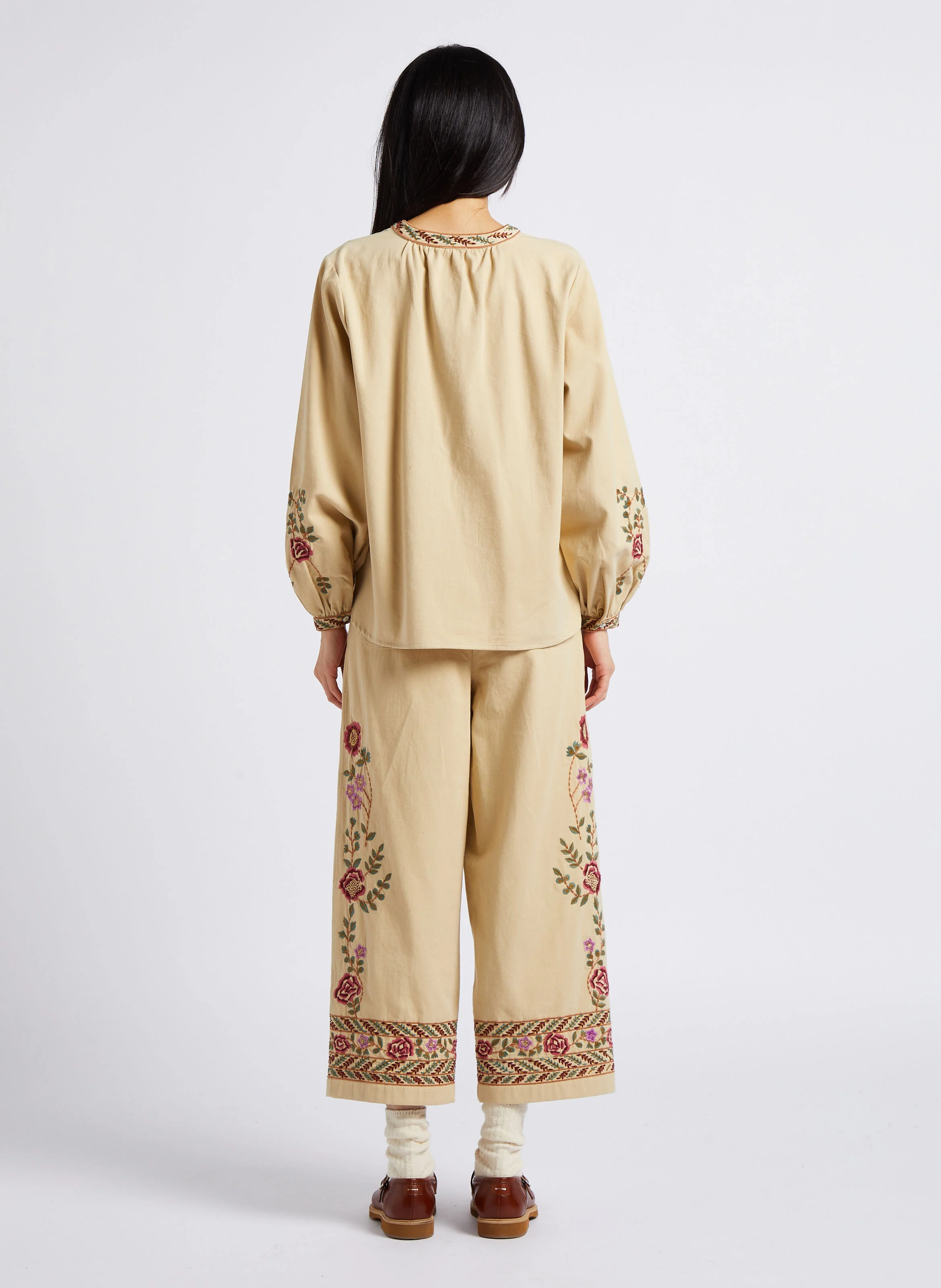 JULIETTE - Chemise brodée en coton bio | Marron