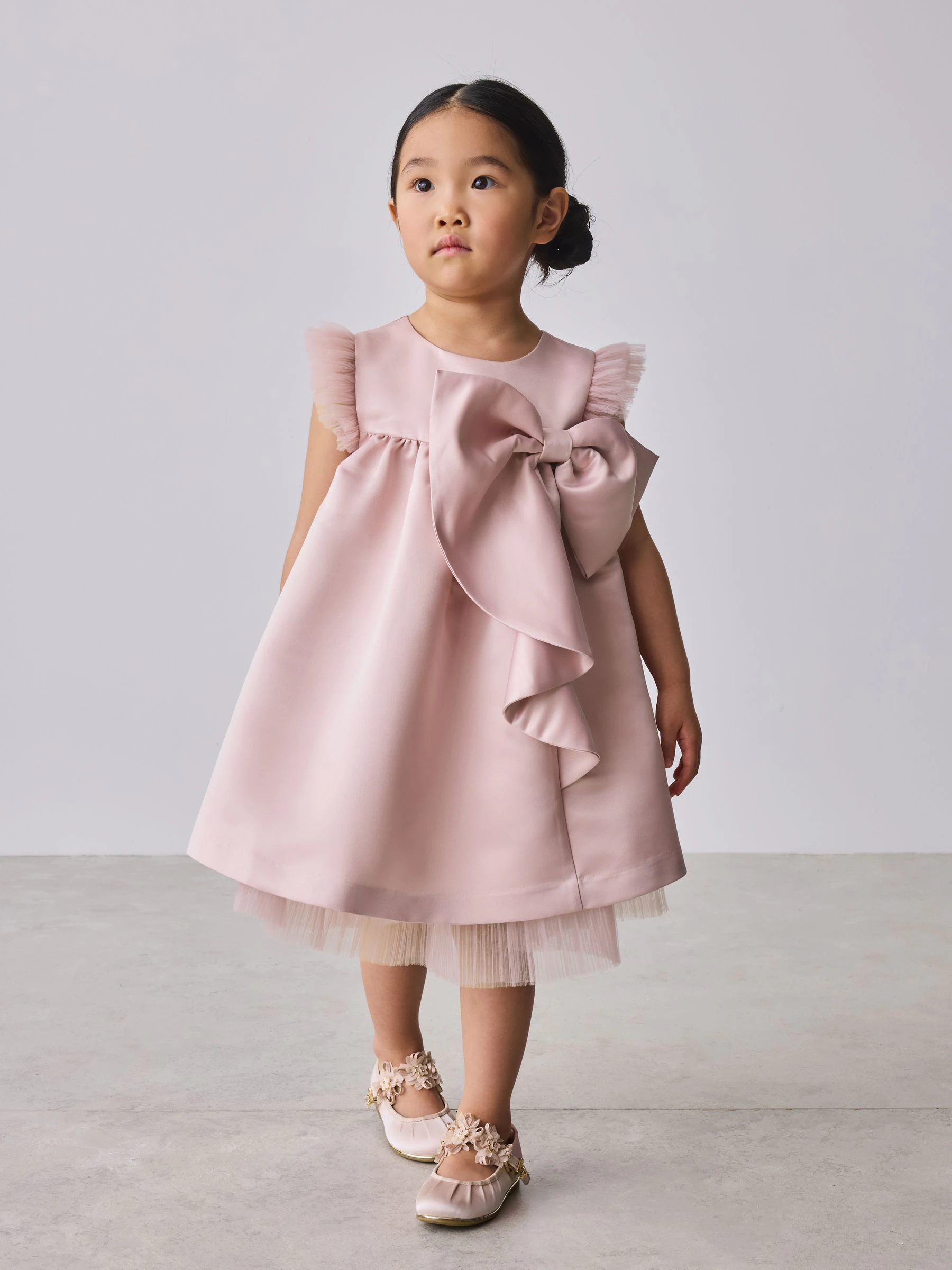 Baker by Ted Baker Pink Satin Bow Tulle A-Line Occasion Dress