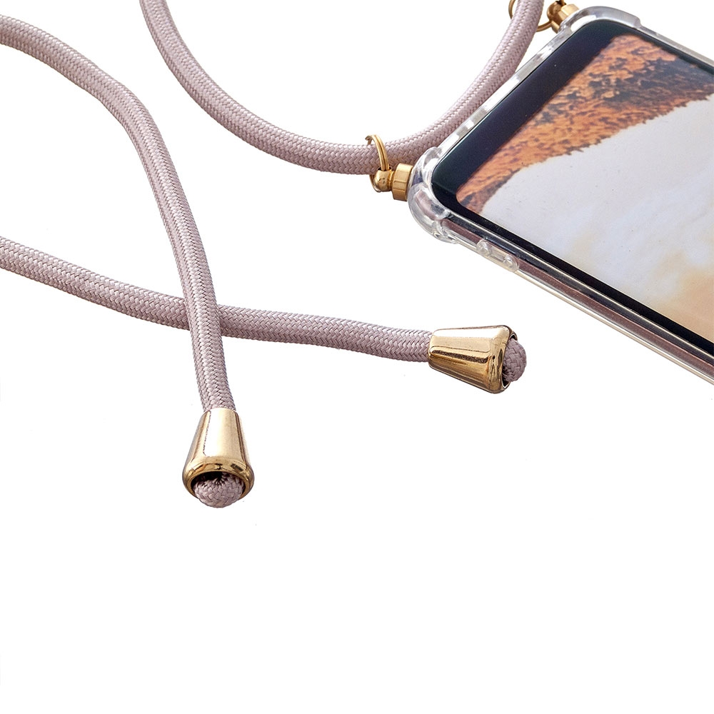 Samsung Galaxy S8 Necklace Gummi Hülle Air Cushion Fallschutz   Handykette (150cm) - Rosa / Gold