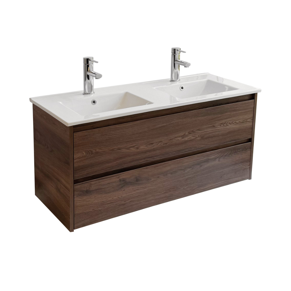 Sanicare Avenza onderkast 120cm met 2 sifon uitsparingen nera oak