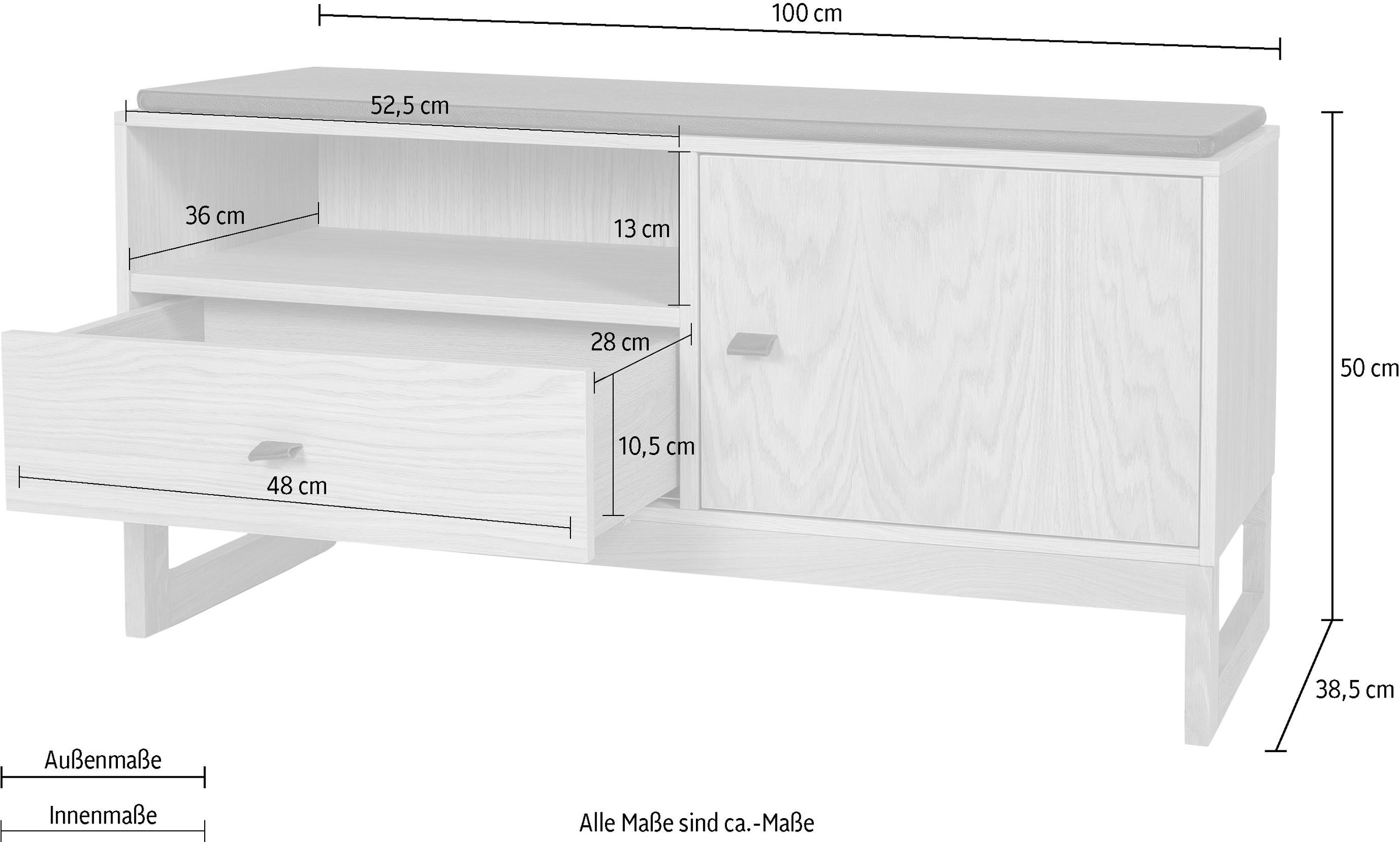 Woodman Schuhbank »Slussen« im skandinavian Design, Holzfurnier aus Eiche, FSC®-zertifiziert