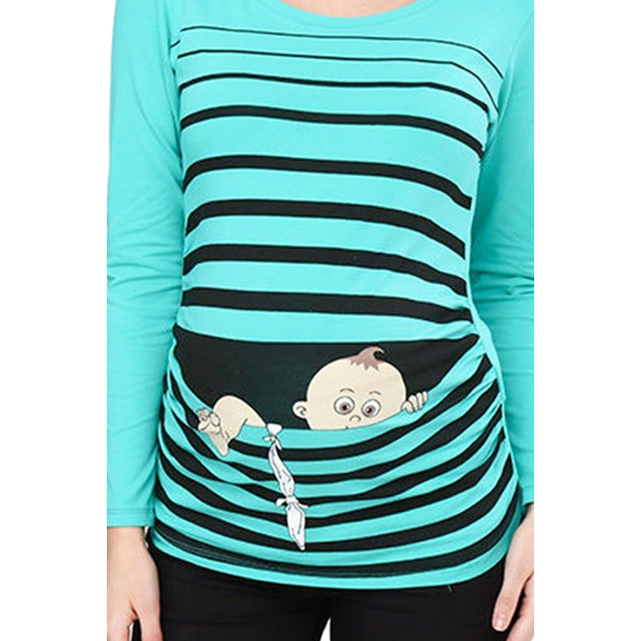 M.M.C. Umstandslangarmshirt Baby Flucht mit Motiv Mint