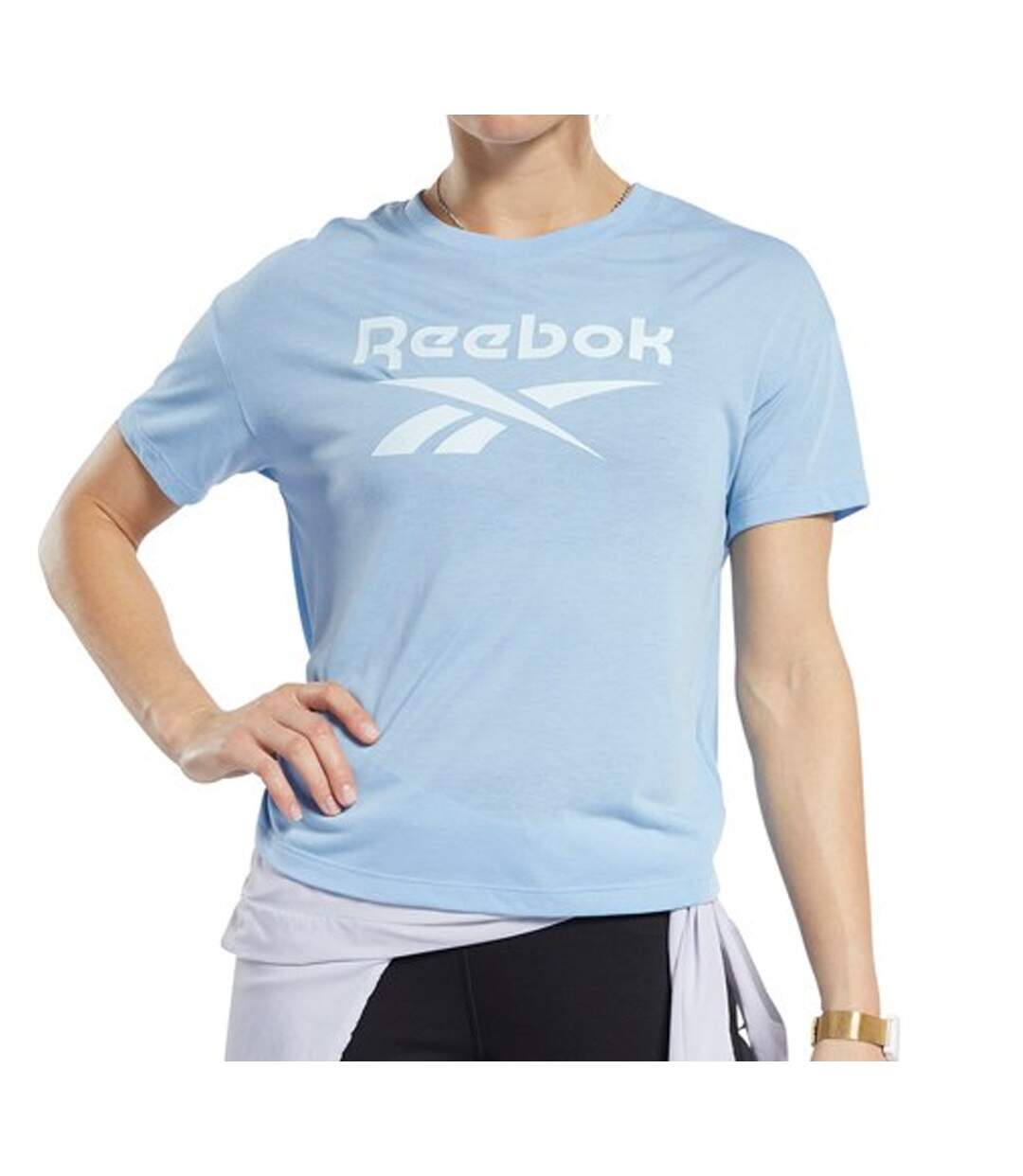 T-shirt Bleu Femme Reebok Workout Reday Supremium Logo