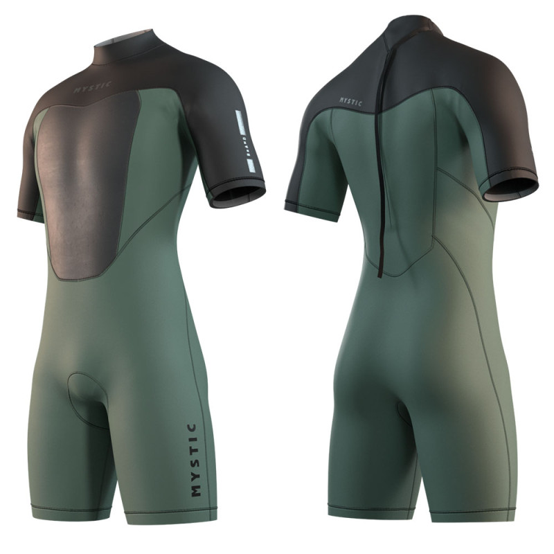 Shorty neoprene mystic brand flatlock ss 3-2 backzip dark olive