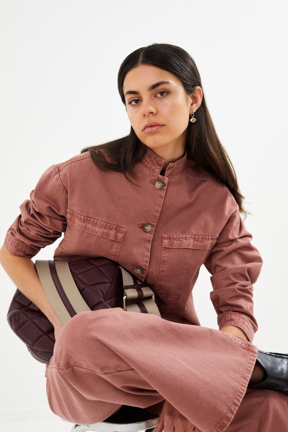 Rabens Saloner  Ini Canvas wide leg jeans - Dessert sand