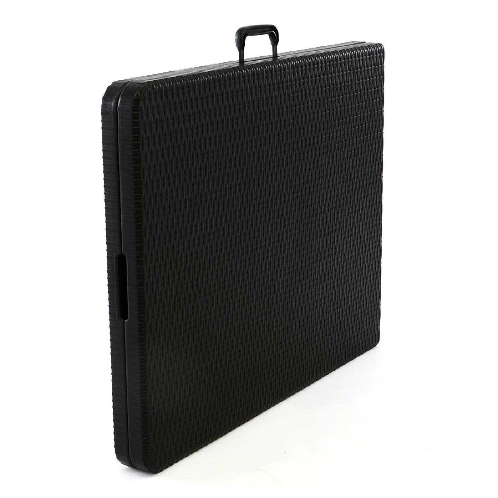 VCM Partytisch Klapptisch Gartentisch Rattan-Optik 180 x 75 cm schwarz Tragegriff
